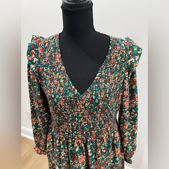 J. Crew Multicolor Floral Long Sleeve Dress Medium - Picture 4 of 11